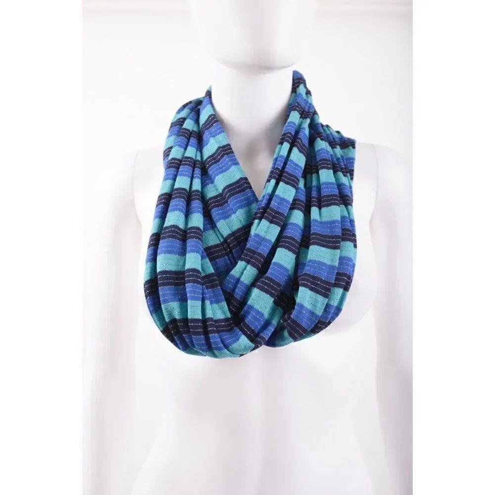 The Limited Womens Infinity Scarf Blue Striped Multicolored NWT